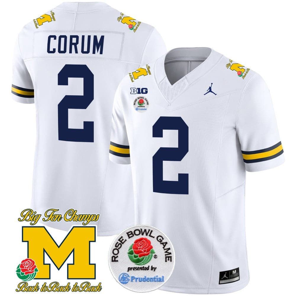 Men Michigan Wolverines #2 Corum White 2024 Rose Bowl Patch Vapor Limited NCAA Jersey->indianapolis colts->NFL Jersey